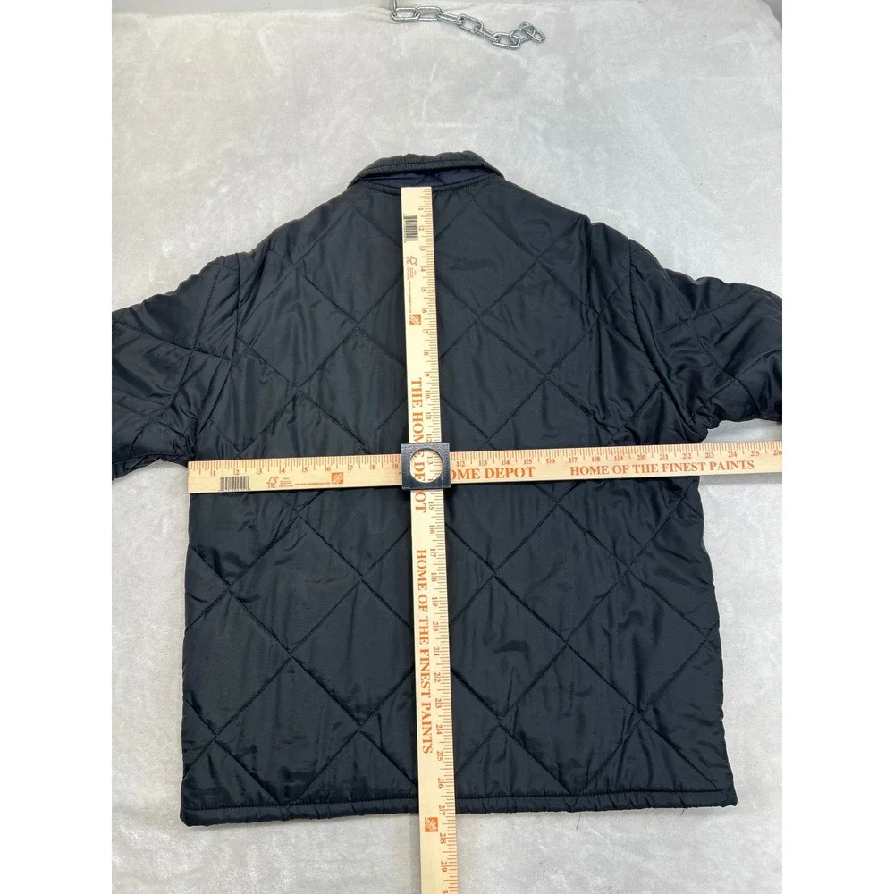 Vintage Don-Jac Quilted Jacket Mens L Black Zip Up Diamond Pattern Workwear